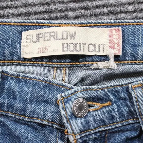 Levi's 518 Superlow Bootcut Jeans Women's 32x29 Blue Low Rise Y2K - Picture 3 of 10